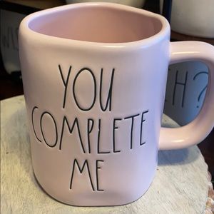 Rae Dunn pink You Complete Me mug